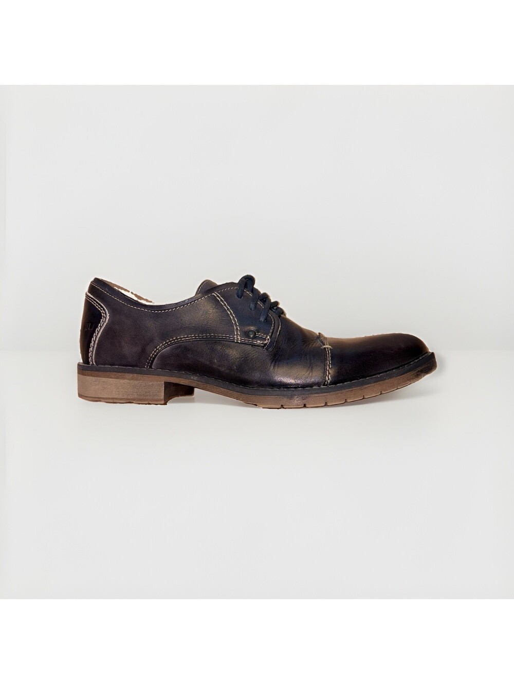 BED STU Men’s 10.5 Black Leather Cap Toe Lace Up Oxford Dress Shoes